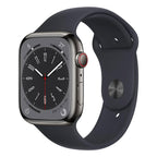 Apple Watch Series 8 45mm Stainless Steel Case w/ Midnight Sport Band GPS - Graphite - Pristine Refurbished - AU Version Apple
