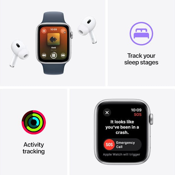 Apple Watch SE 44mm Midnight Aluminium Case with Midnight Sport Band M/L - GPS + Cellular