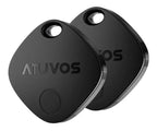 ATUVOS 2-Pack Bluetooth Trackers, Black & White, Item Finder - Pristine - Refurbished - Black