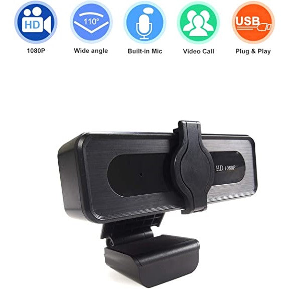 QUMOX 1080P WC002 HD USB Computer Webcam, Plug and Play for Laptop/Desktop Video Conferencing/Calling/Gaming Qumox