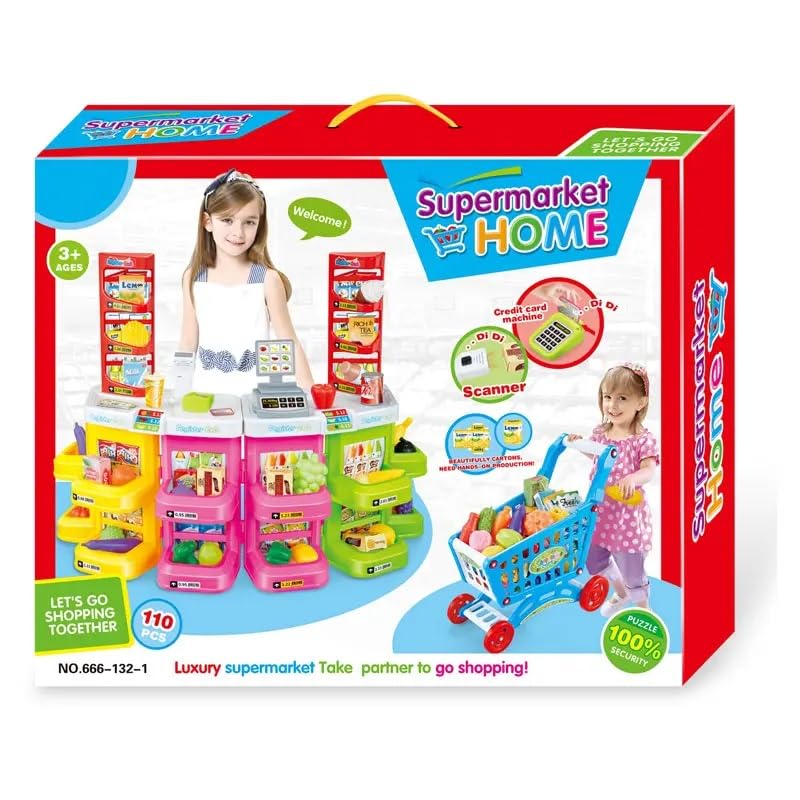 Toy cash register playset for kids featuring lights, music, and a simulated supermarket experience. Tristar Online