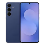 Galaxy S25 FE 5G Navy top view highlighting slim bezels and centred punch-hole camera

