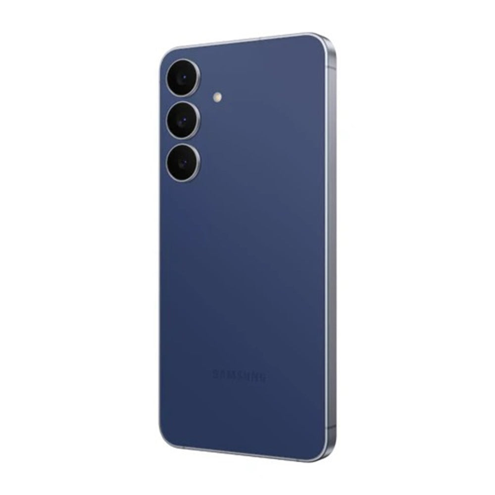 Galaxy S25 FE 5G Navy shown from front and back side-by-side to display design and colour

