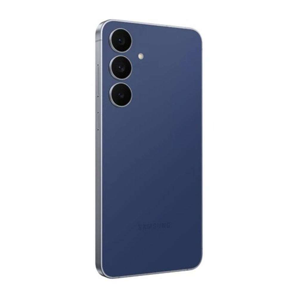 Samsung Galaxy S25 FE 256GB Navy held outdoors to illustrate comfortable one-hand grip

