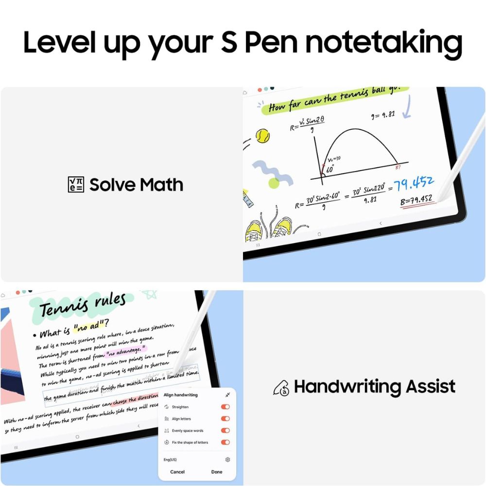 Samsung Galaxy Tab S10 FE+ Wi‑Fi Gray showing IP68 water resistance with water droplets on body