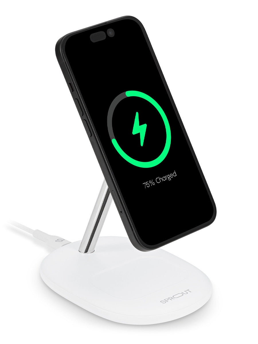 Sprout Qi2 2-in-1 Wireless Charger – White | Fast MagSafe - Open Never Used - (AU Version)