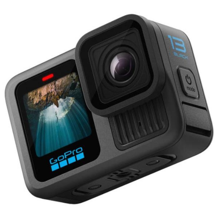 GoPro HERO13 Black capturing slow-motion action outdoors.