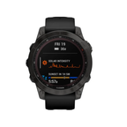 Garmin Fenix 7 Sapphire Solar Watch - Carbon Gray DLC Titanium with Black Band(Open Never Used) Garmin