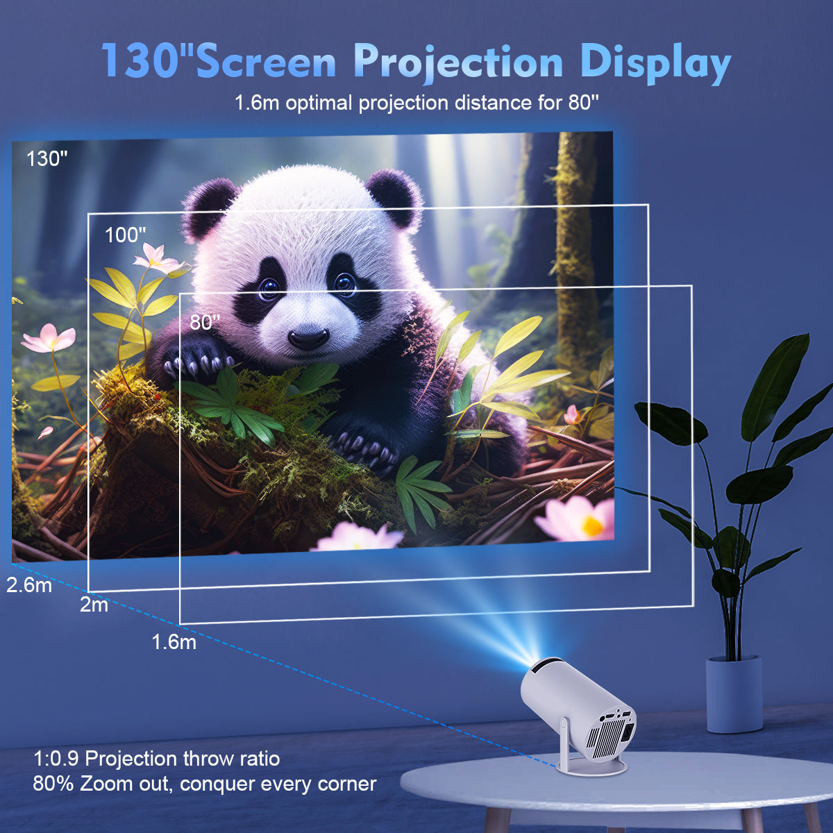 HY300 Pro projector running modern Android 11 user interface