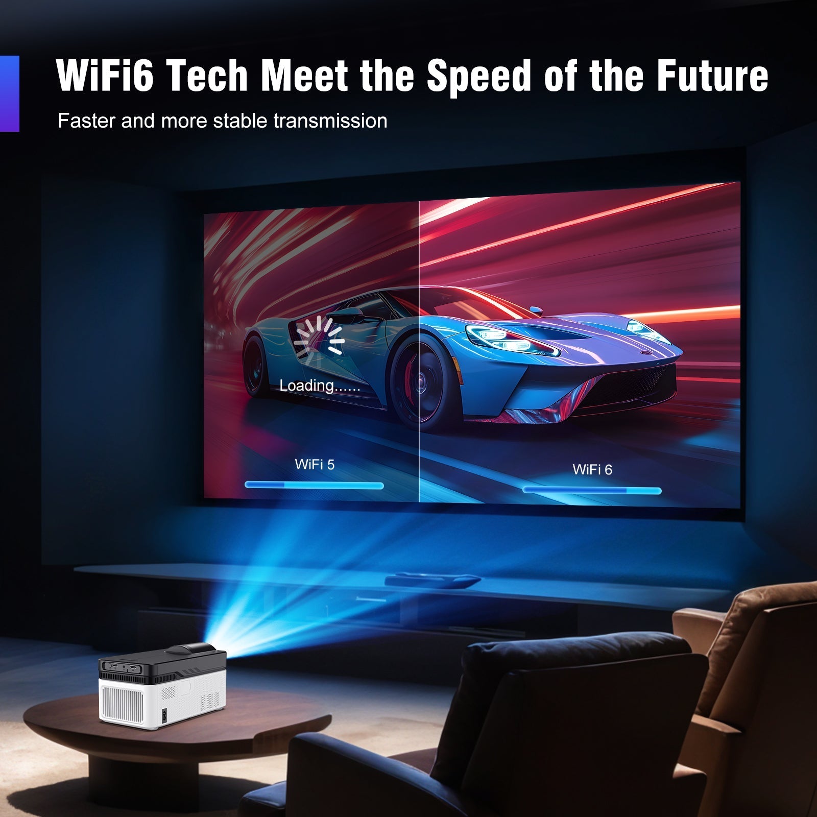 Angled view of HY450 showing UST projection technology