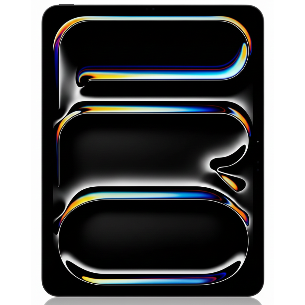 Refurbished Space Grey iPad Pro 11‑inch M4 256 GB Cellular – angled front/back split image