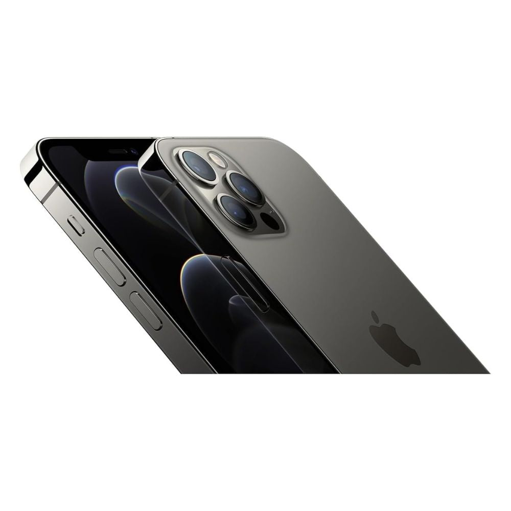 Certified refurbished iPhone 12 Pro Max 512 GB Graphite – rear view with camera lenses and metal frame visible