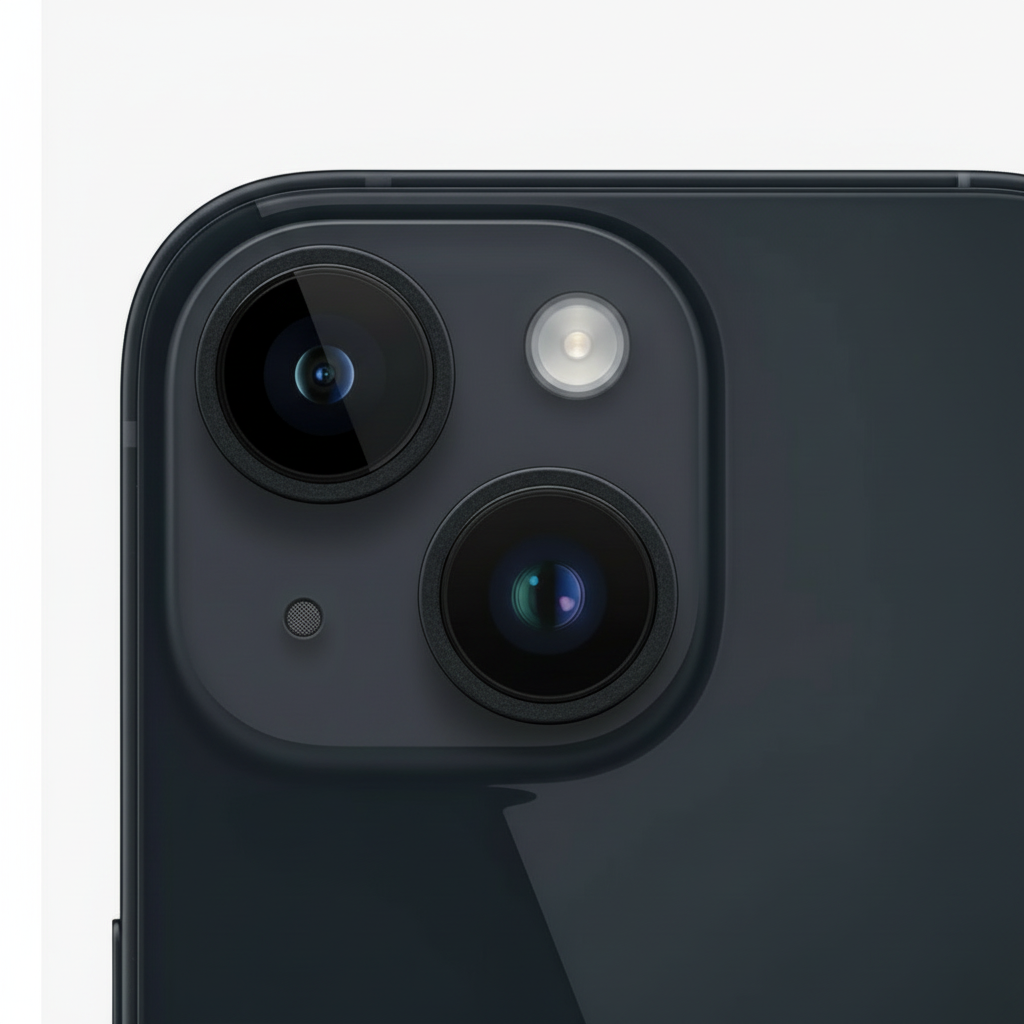 Excellent refurbished Midnight iPhone 14 Plus 128GB – angled view showing screen and rear