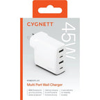 Cygnett PowerPlus 45W Multi-Port Wall Charger – White - Pristine Refurbished - (Au Version) Cygnett