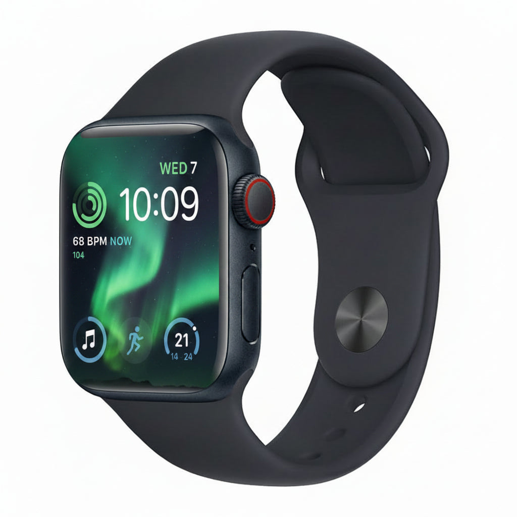Apple Watch SE (2022) 40mm Midnight Aluminium Case GPS + Cellular Sport Band S/M With 100% Battery - Pristine - Refurbished Apple