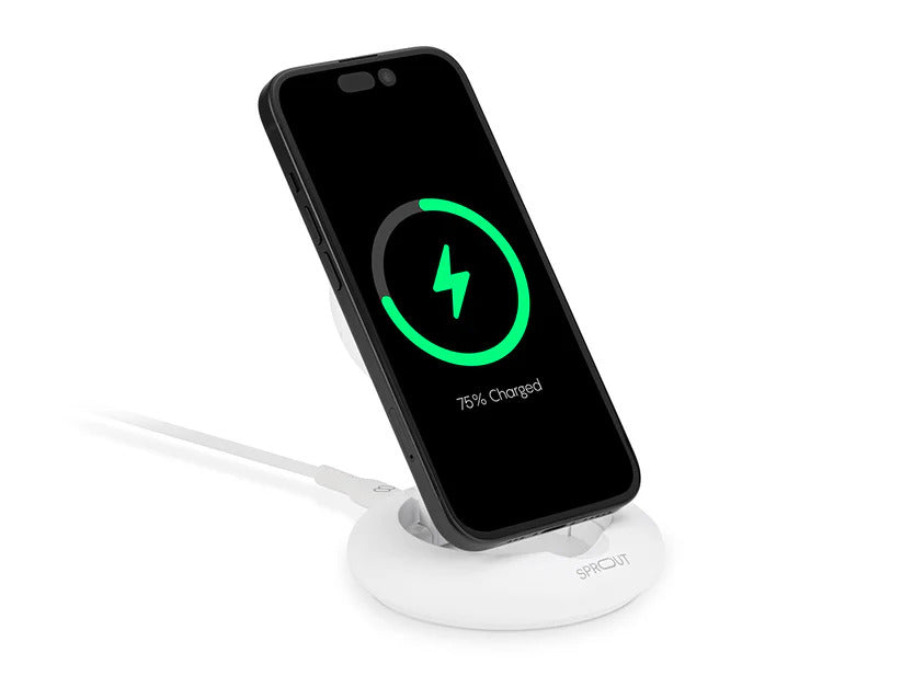 SPROUT Qi2 Magnetic Foldable Wireless Charger – White - Fast Portable Magnetic Charger - Pristine - Refurbished
