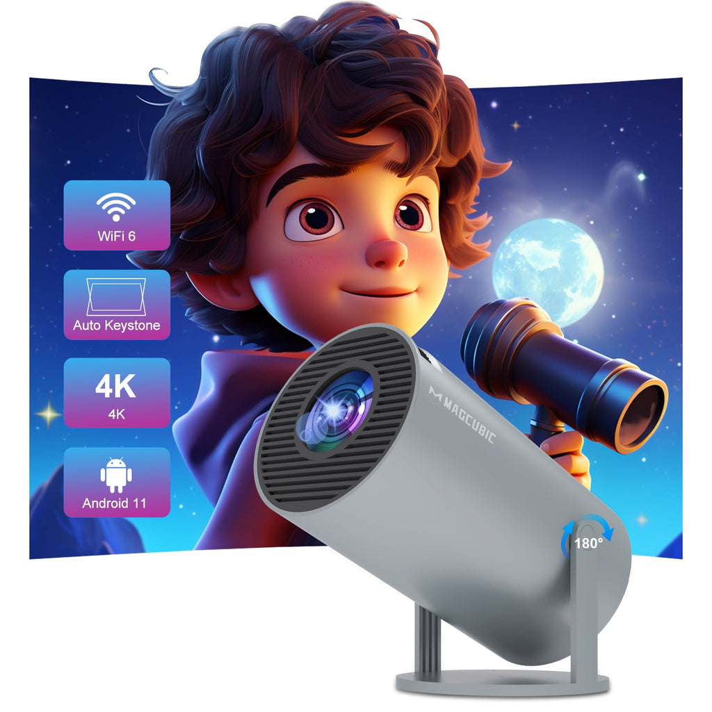 Magcubic HY300 Pro 4K Decoding Mini Projector – WiFi 6, Bluetooth 5.0, Rotatable Stand, Auto Keystone, Portable Home Cinema - Good - Refurbished