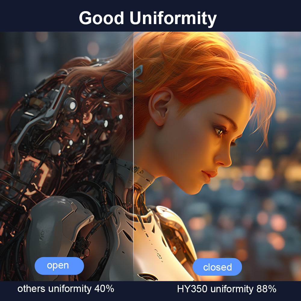 Magcubic HY350 Pro projecting a split-screen sports and stats display

