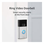 Ring Video Doorbell 2nd Gen – DIY Wireless Doorbell Camera with Head-to-Toe View, HD Video, Built-in Battery- Satin Nickel - (AU Version)