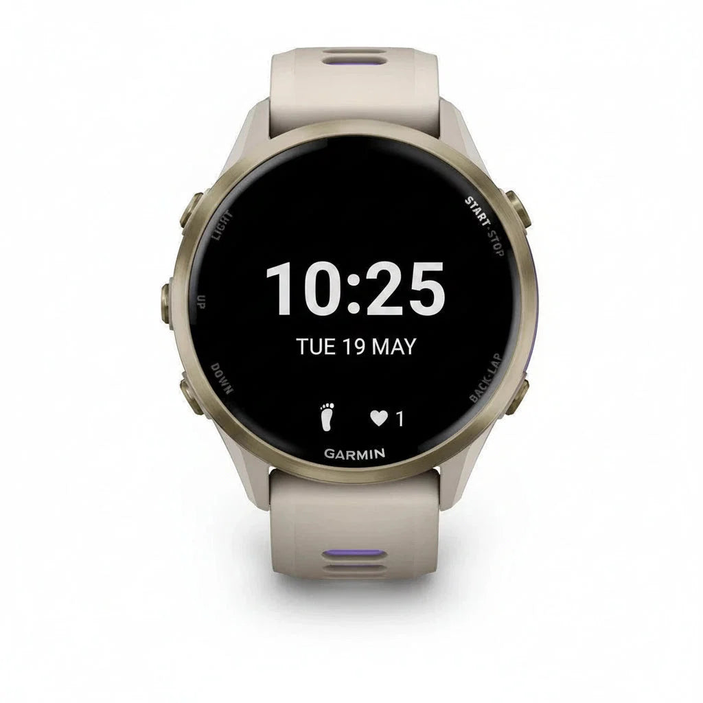 Garmin Forerunner 970 Smart Watch - Whitestone, French Gray Soft Gold, Black Carbon Gray - Excellent - Refurbished (Copy) Garmin