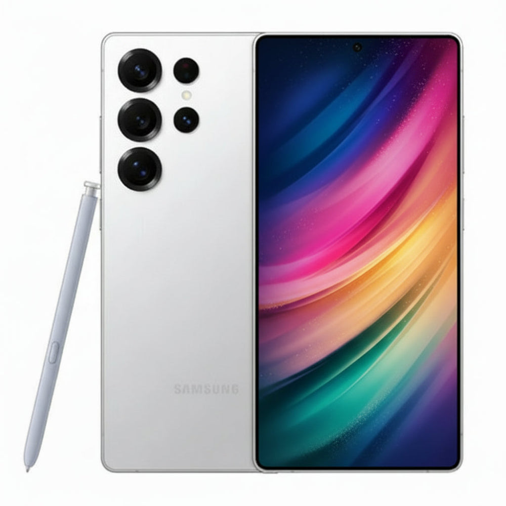 Front view of Samsung Galaxy S25 Ultra 5G 12GB/512GB in Titanium showing the large 6.9-inch display and slim bezels.