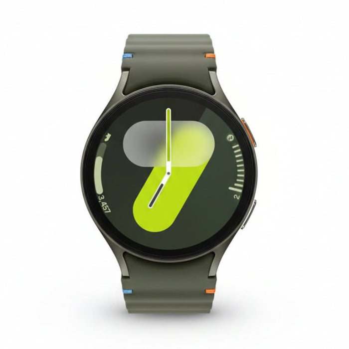 Samsung Galaxy Watch 7 44mm Green back view highlighting BioActive Sensor and charging contacts

