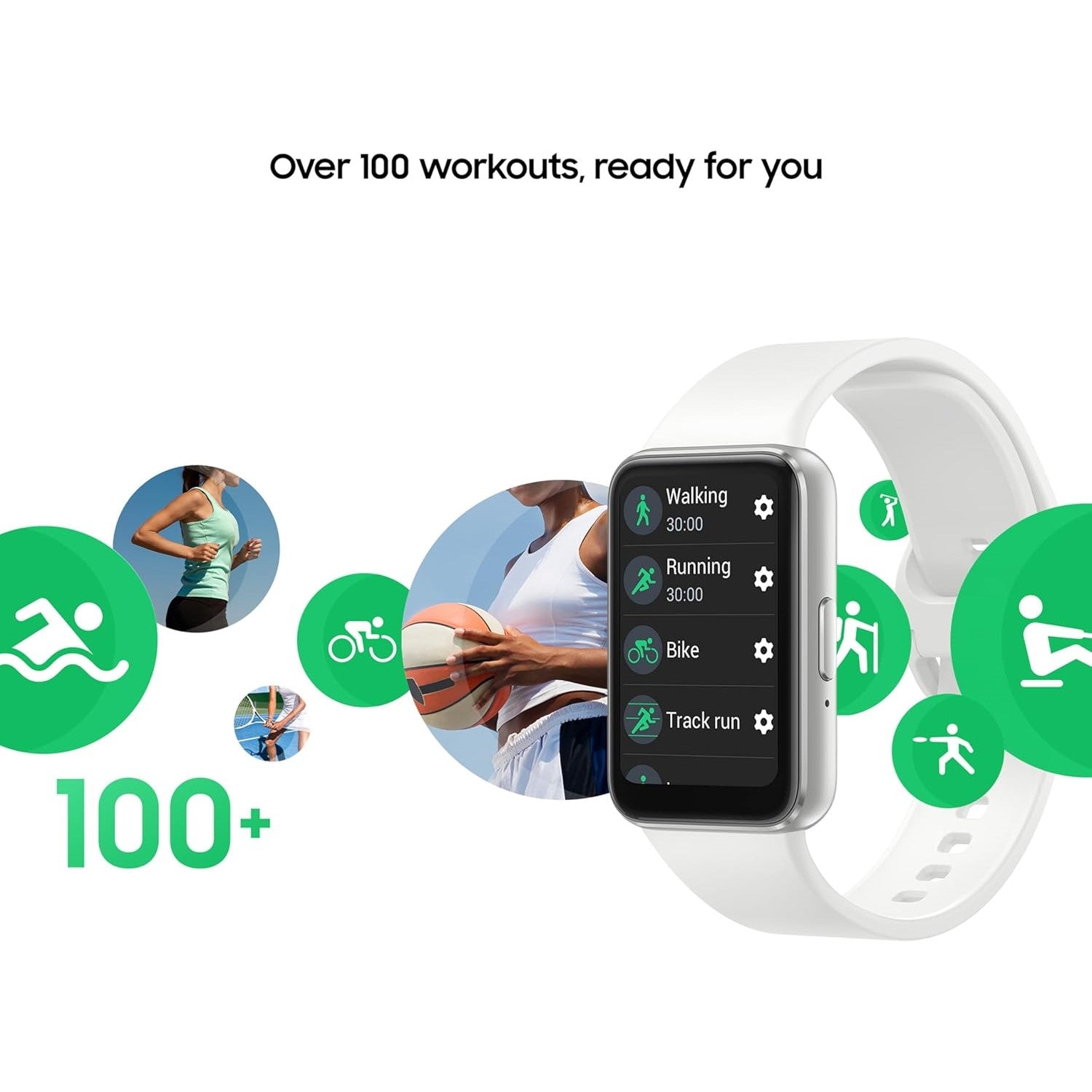 Galaxy Fit3 fitness tracker lineup with multiple color strap options

