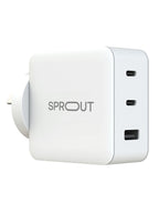 Sprout 65W GaN Power Adapter – White – 3-Port Fast Charger - (AU Version) Box Damage