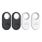 Samsung SmartTag2 Bluetooth Tracker 4-Pack in Black and White displayed front and back