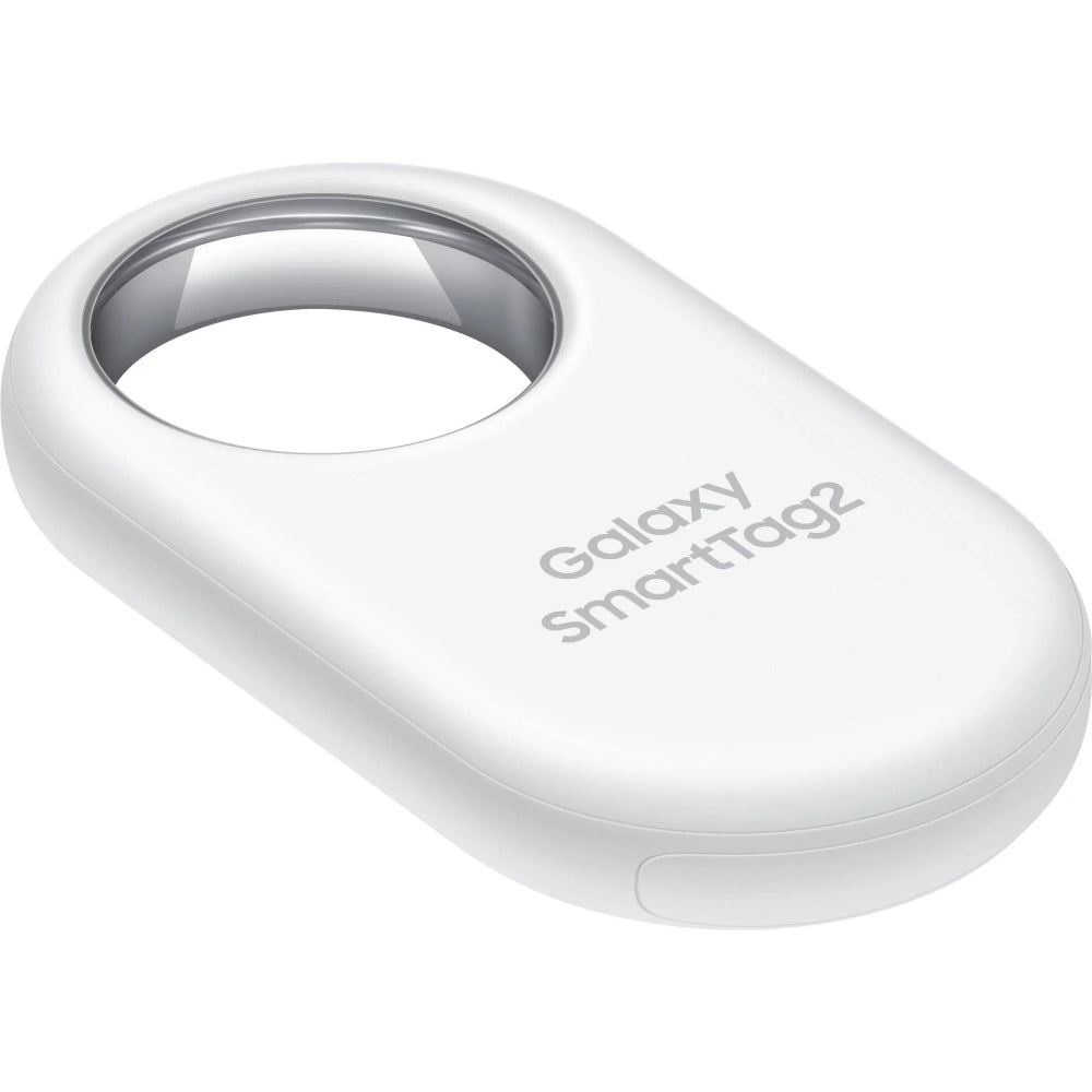 Close-up of Samsung SmartTag2 showing ring-ready cutout design