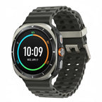 Product lay‑flat of Galaxy Watch Ultra 47mm Titanium Blue with marine band, wireless charger and quick start guide.​

