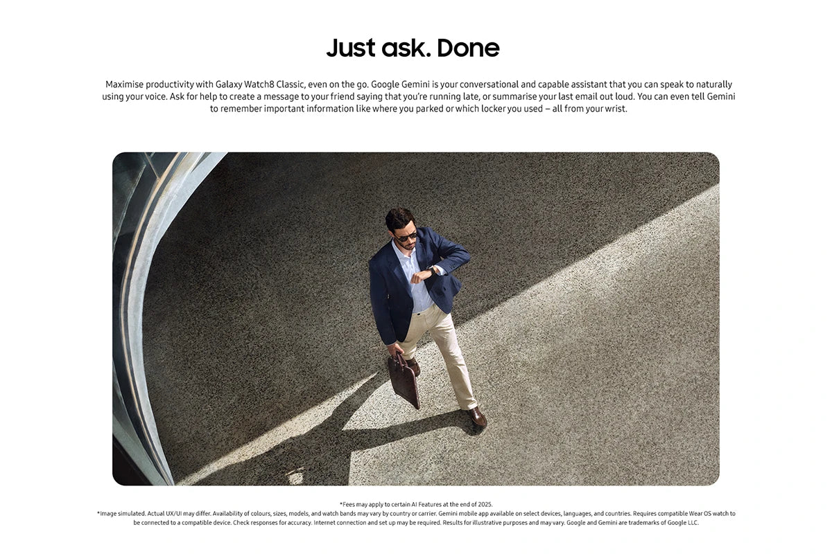 Samsung Galaxy Watch8 Classic 46mm Black showing swimming workout mode on AMOLED display

