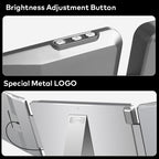 Trion 15.6-inch 360° trifold monitor with left screen rotated fully 360° for across‑desk sharing.