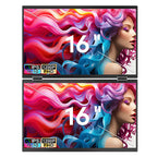 Folded Trion 16‑inch dual monitor being slipped into a backpack compartment beside a laptop.