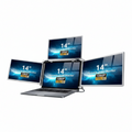 Trion 14" FHD Portable Quad Monitor mounted on a laptop showing triple‑display workspace with documents across all three screens.