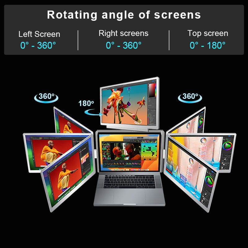 Trion 16" FHD Portable Monitor Quad Screen with One-Cable Triple Display Screen Extender for Laptops (Win10+, Mac M1/M2/M3) (AU Version) - Acceptable - Refurbished