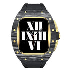 Trion Luxury Carbon Fiber Protective Case and Modification Kit Compatible with Apple Watch Ultra (49mm) - Black/Gold Trion
