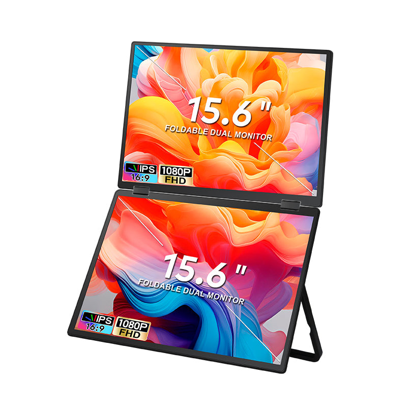 TRION-FOLDABLE MONITOR 15.6" used for presentation mode with slides on one panel and speaker notes on the other


