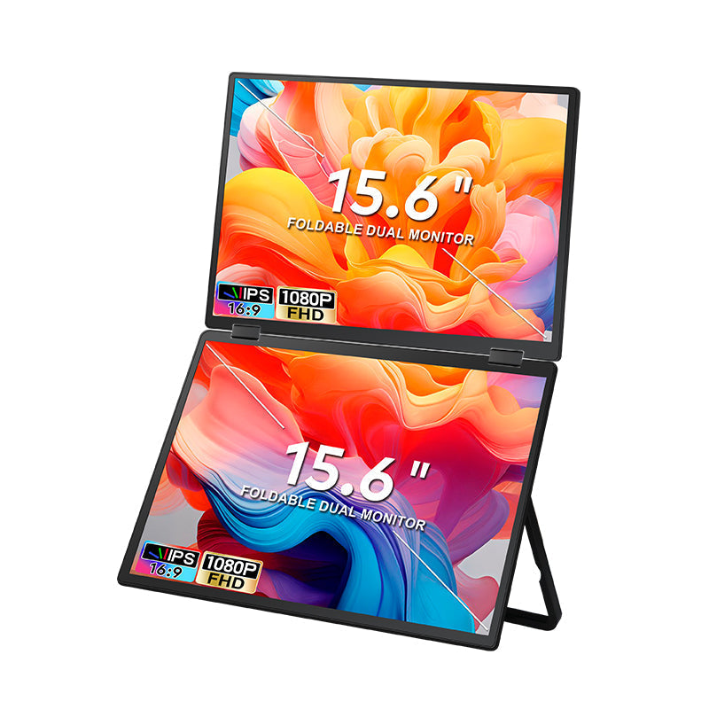 TRION-FOLDABLE MONITOR 15.6" used for presentation mode with slides on one panel and speaker notes on the other


