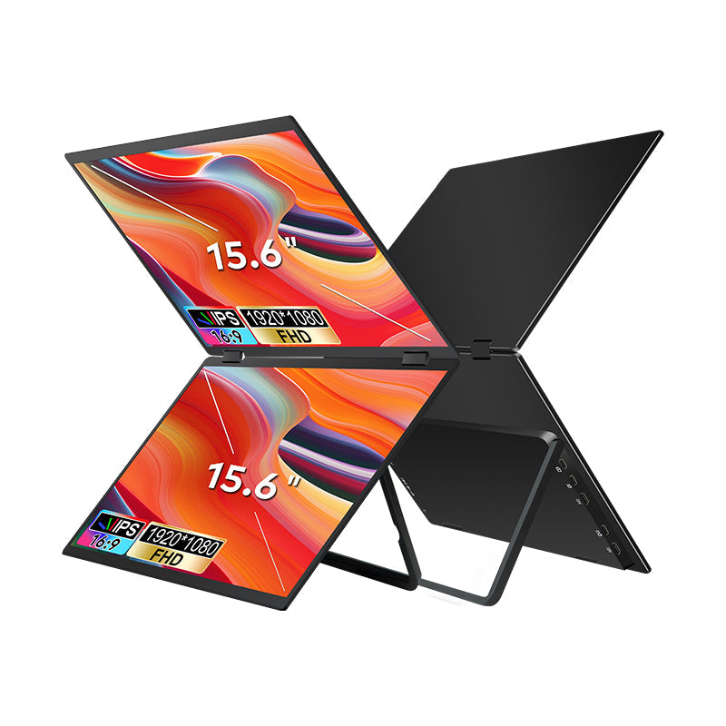 TRION-FOLDABLE MONITOR 15.6" running dual language documents side by side for translation work

